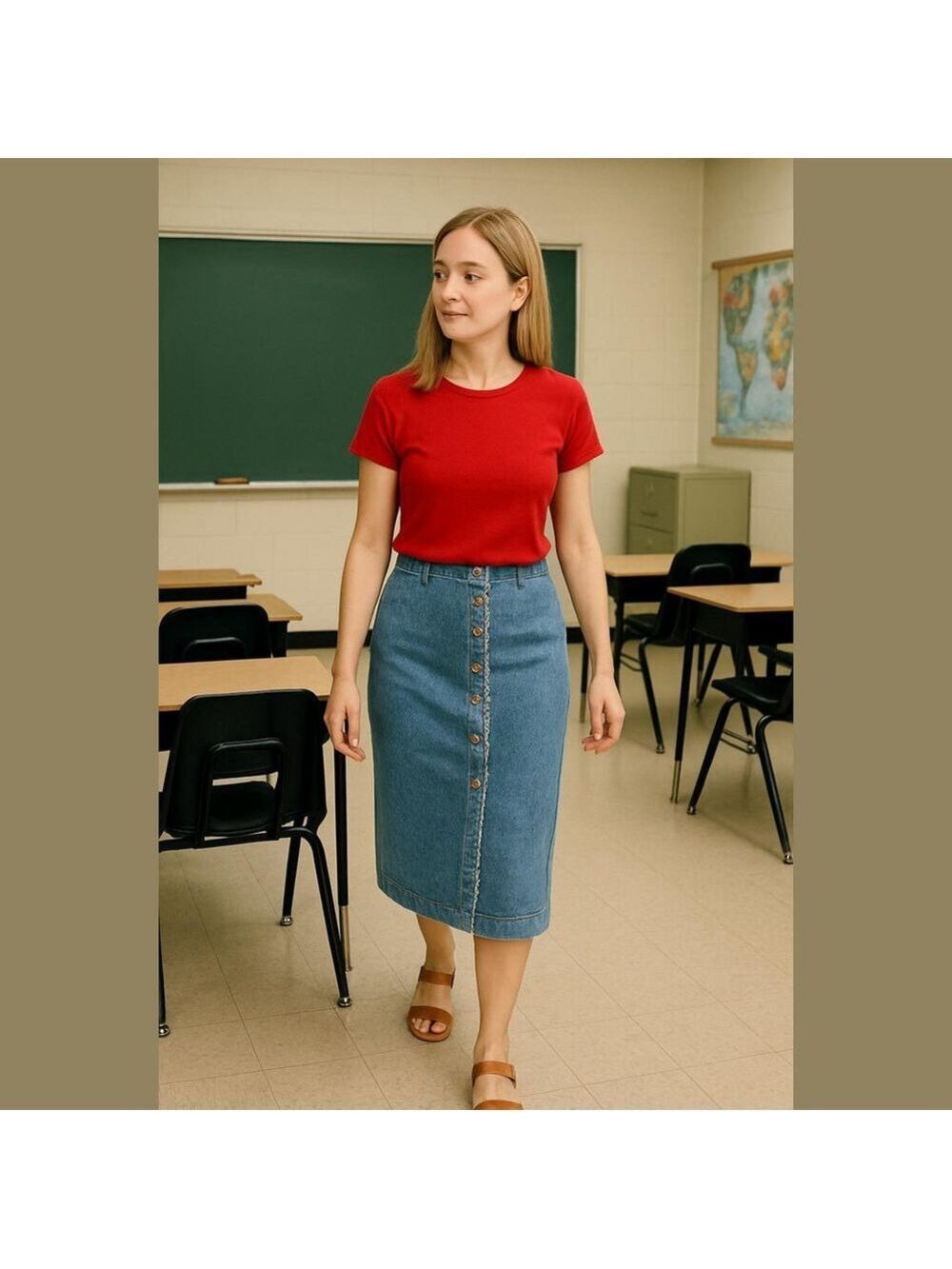 Vintage Jean skirt • lace embroidered detail • 90s • made in USA • SWITCH